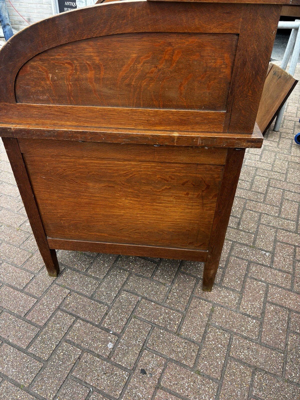 photo furniture Edwardian Oak Roll Top Desk. With Fitted Interior.