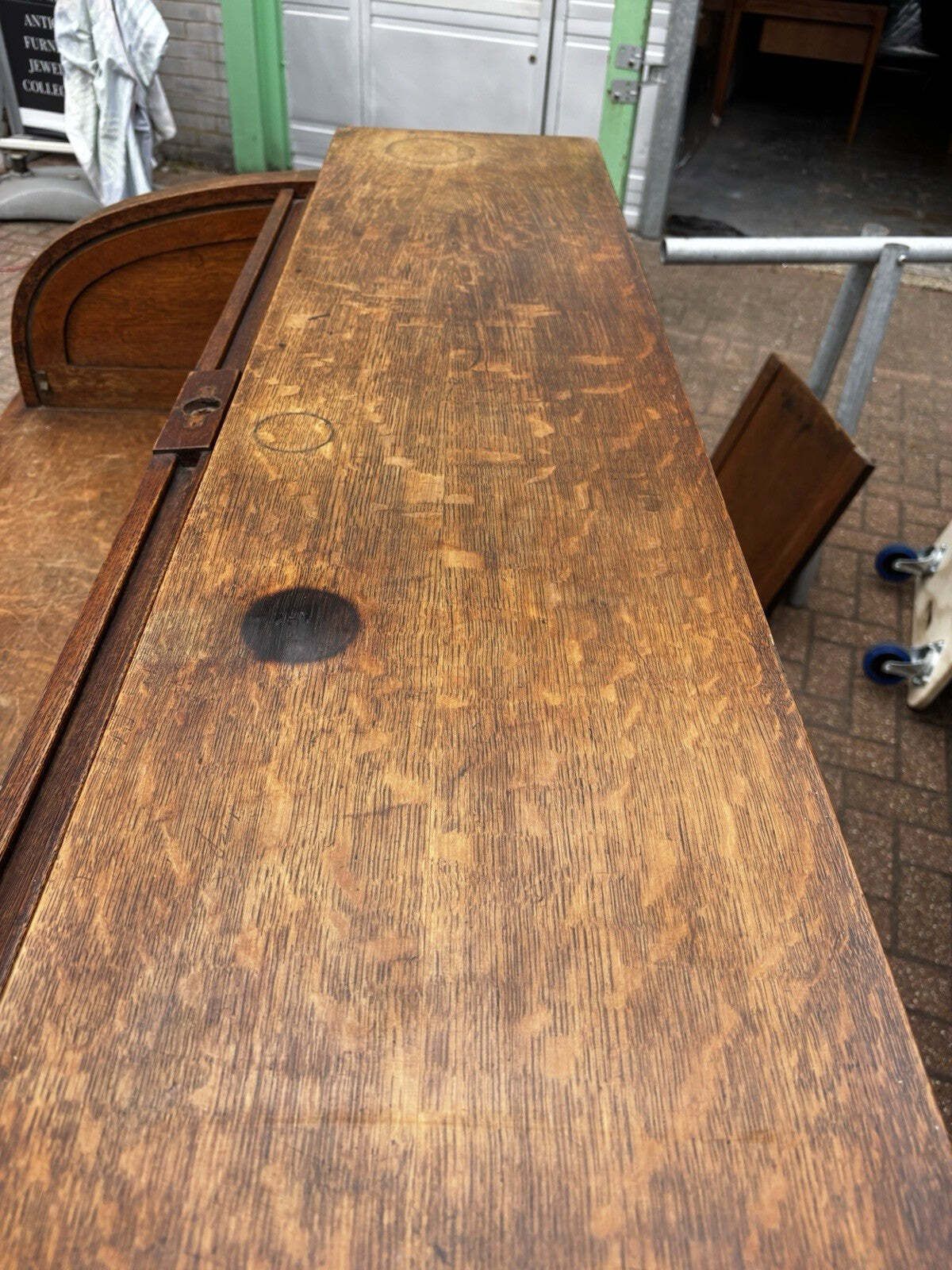 photo for sale Edwardian Oak Roll Top Desk. With Fitted Interior.