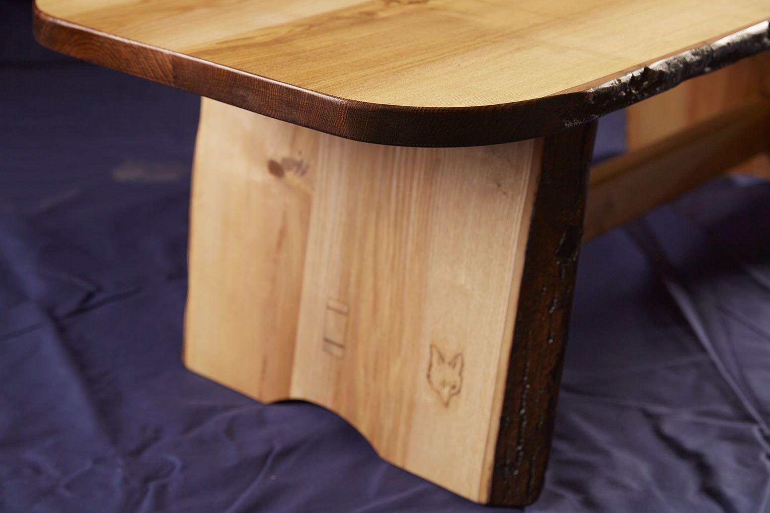1980s Hand Crafted Wabi Sabi Solid Elm Live Edge Coffee Table photo Furniture