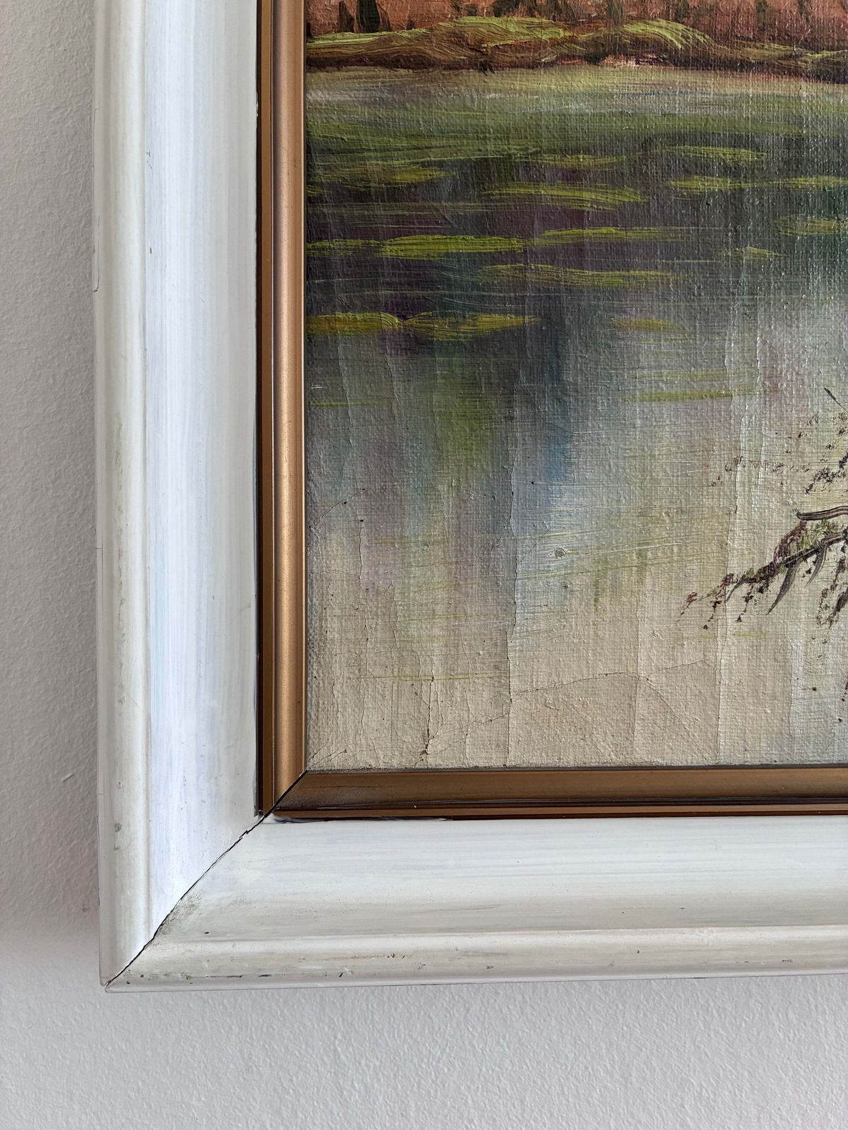 photo for sale Vintage boslandschap, olieverfschilderij, ca. jaren 1960