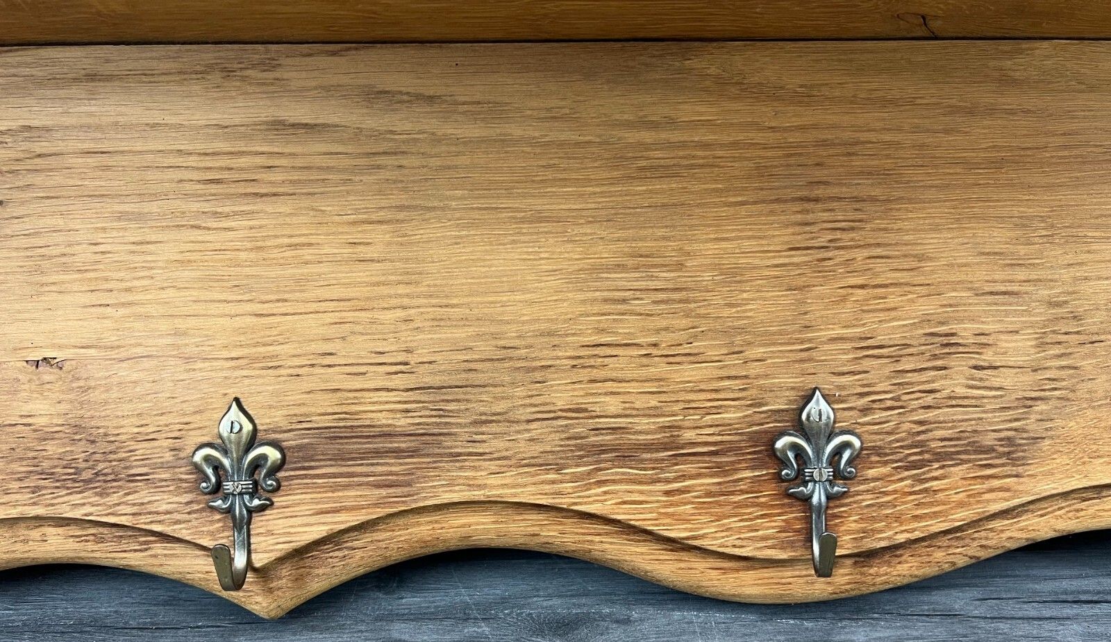 Coat Rack Antique French Oak Wall Mounted 5 Hook Plate Rack Hanger Lot 3177 photo vinterior