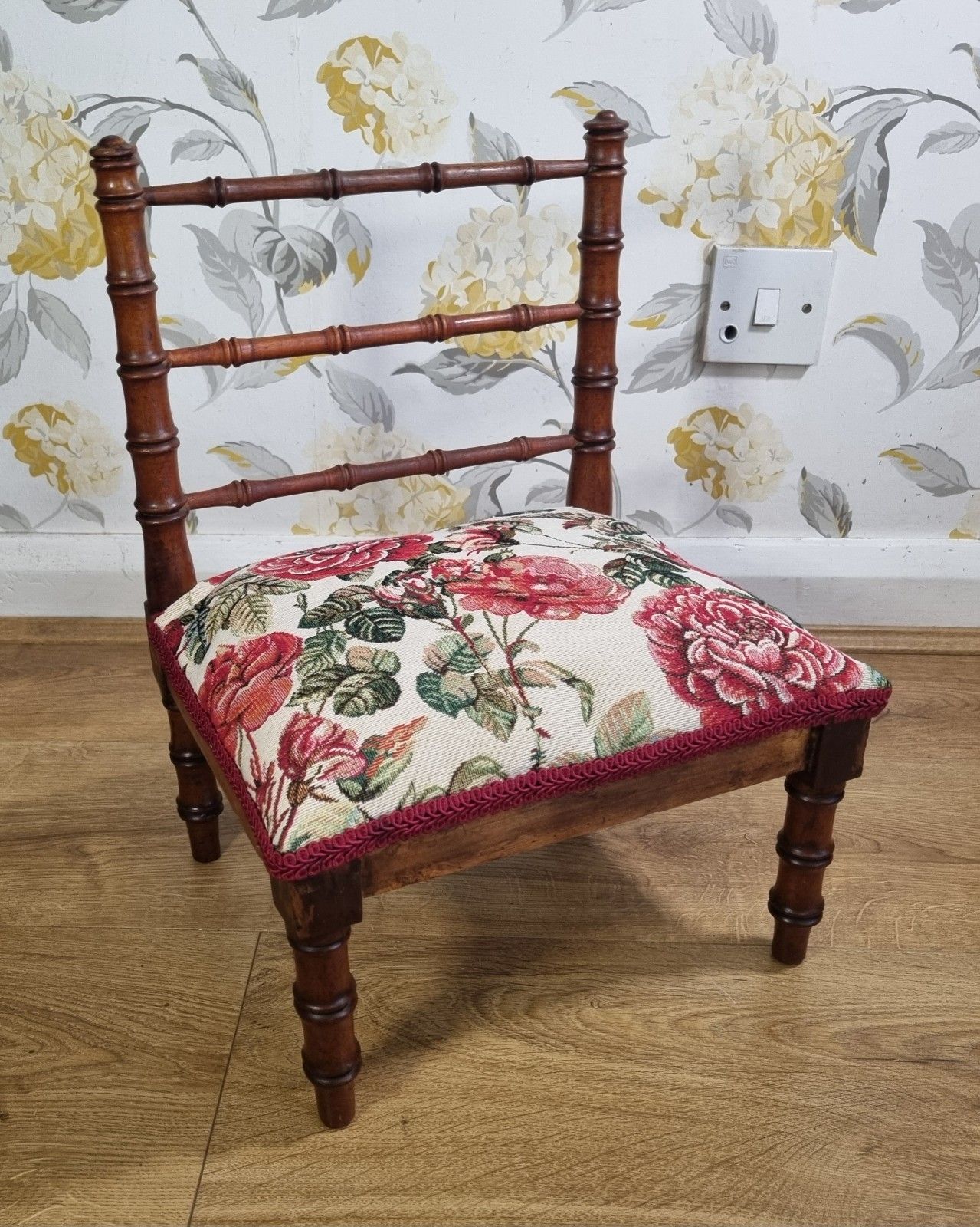Small Antique French Faux Bamboo Wooden Chair Display Teddy Dolls Low Child Size photo furniture