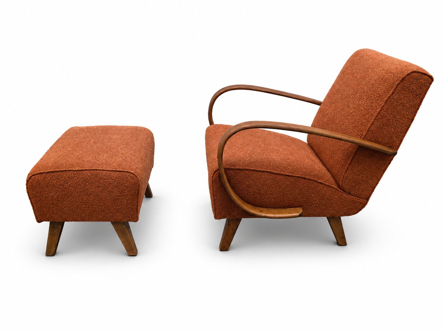 1930s Jindrich Halabala Bentwood Armchairs In Rusty Orange photo vinterior