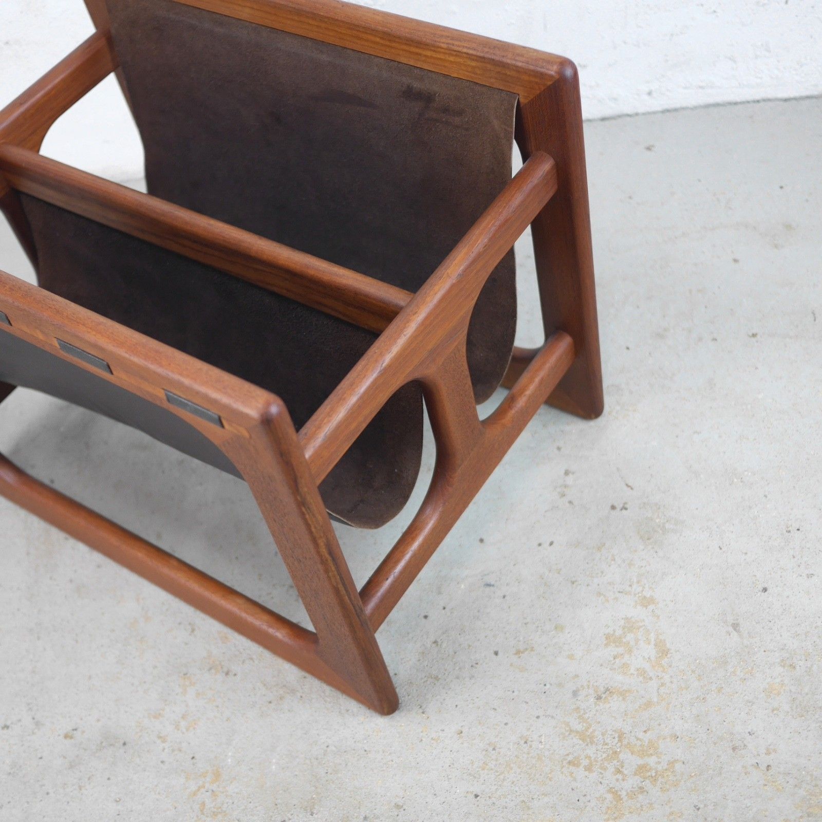 Mid Century Teak Leather Magazine Rack Aksel Kjersgaard For Salin Mobler #103201 photo buy