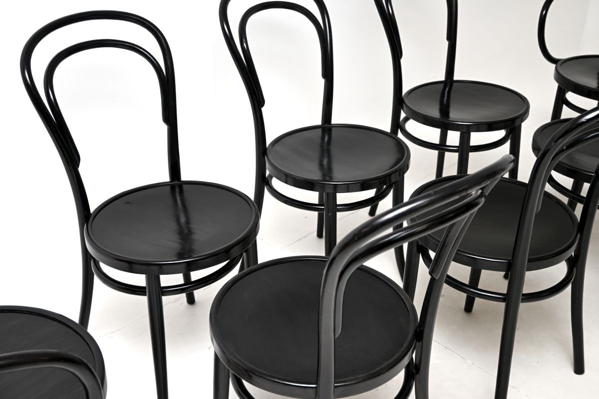 Furniture Set Of Eight Vintage Bentwood Thonet Dining Chairs photo