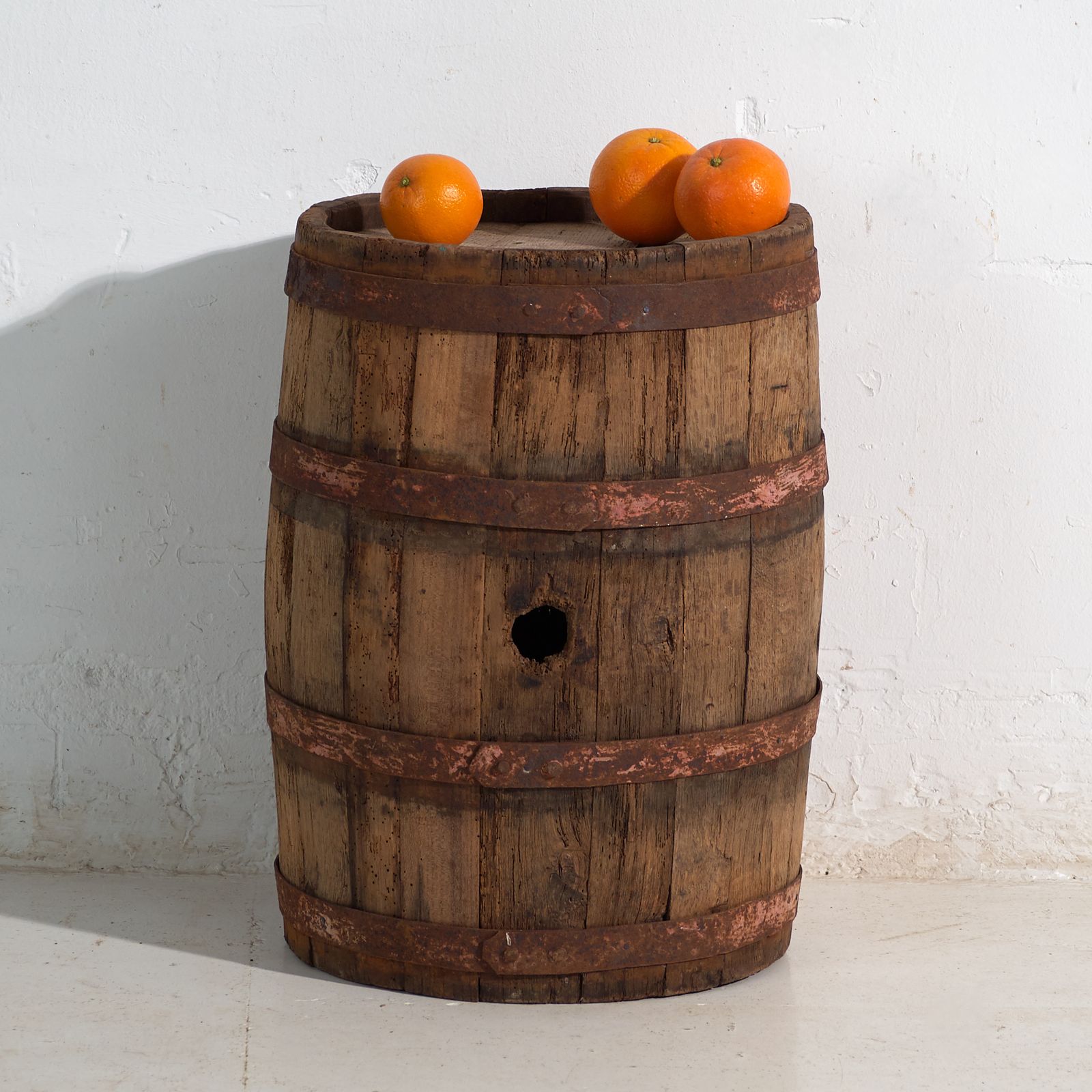 Antique Wooden Barrel With Iron Hoops – Hungary, Circa 1930
