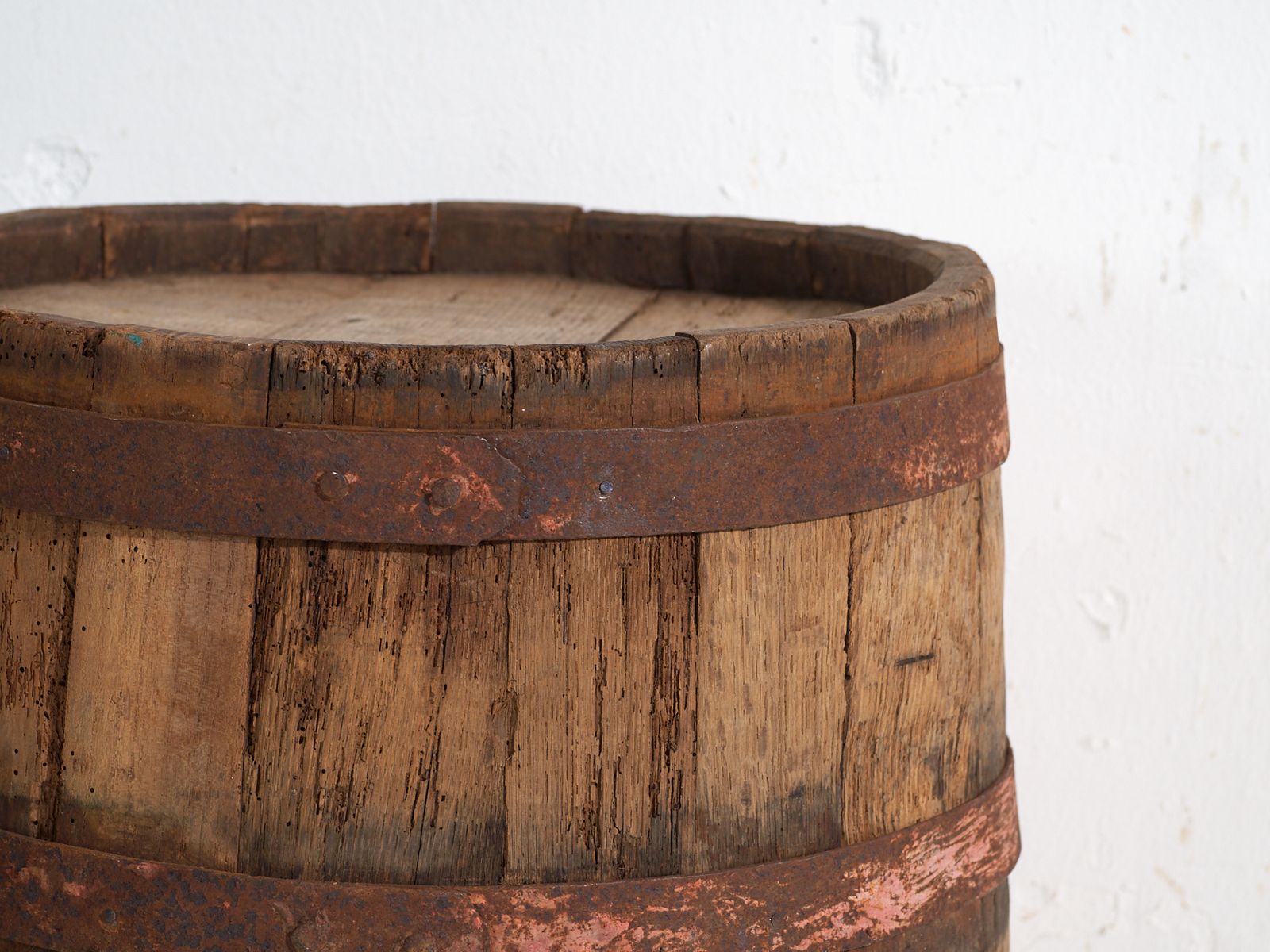 Antique Wooden Barrel With Iron Hoops – Hungary, Circa 1930 photo Garden Decor