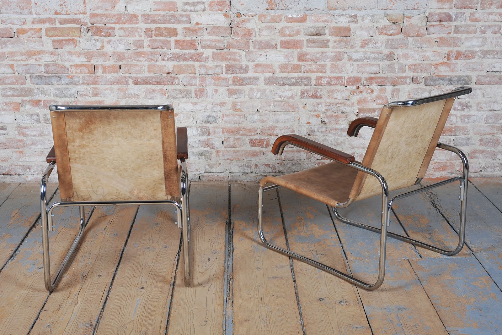 Two Restored Bauhaus Armchairs, By M. Breuer For Thonet, Chrome, Czech, 1920s photo for sale