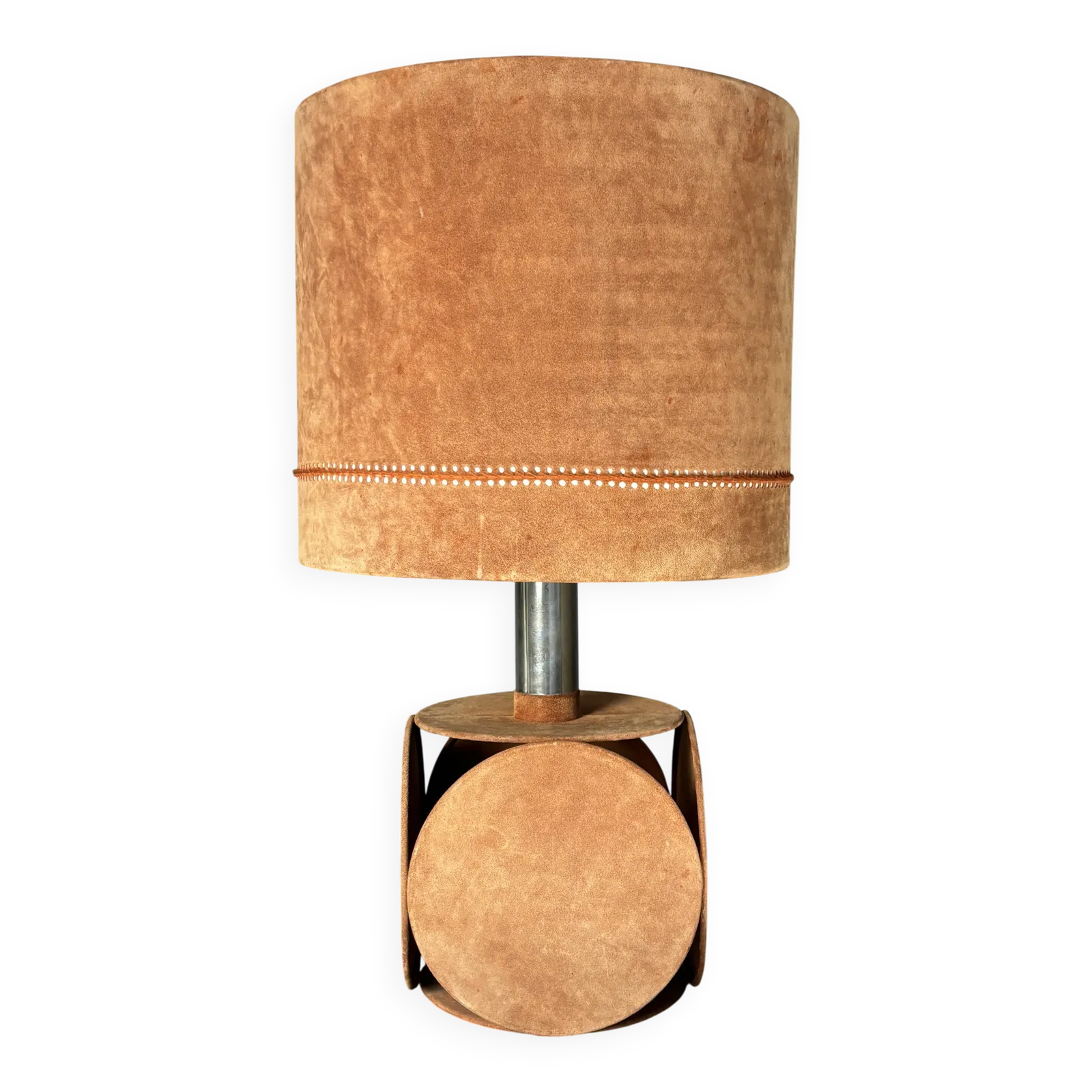 Grande lampe de table mid-century en daim terracotta (82 cm), années 1970