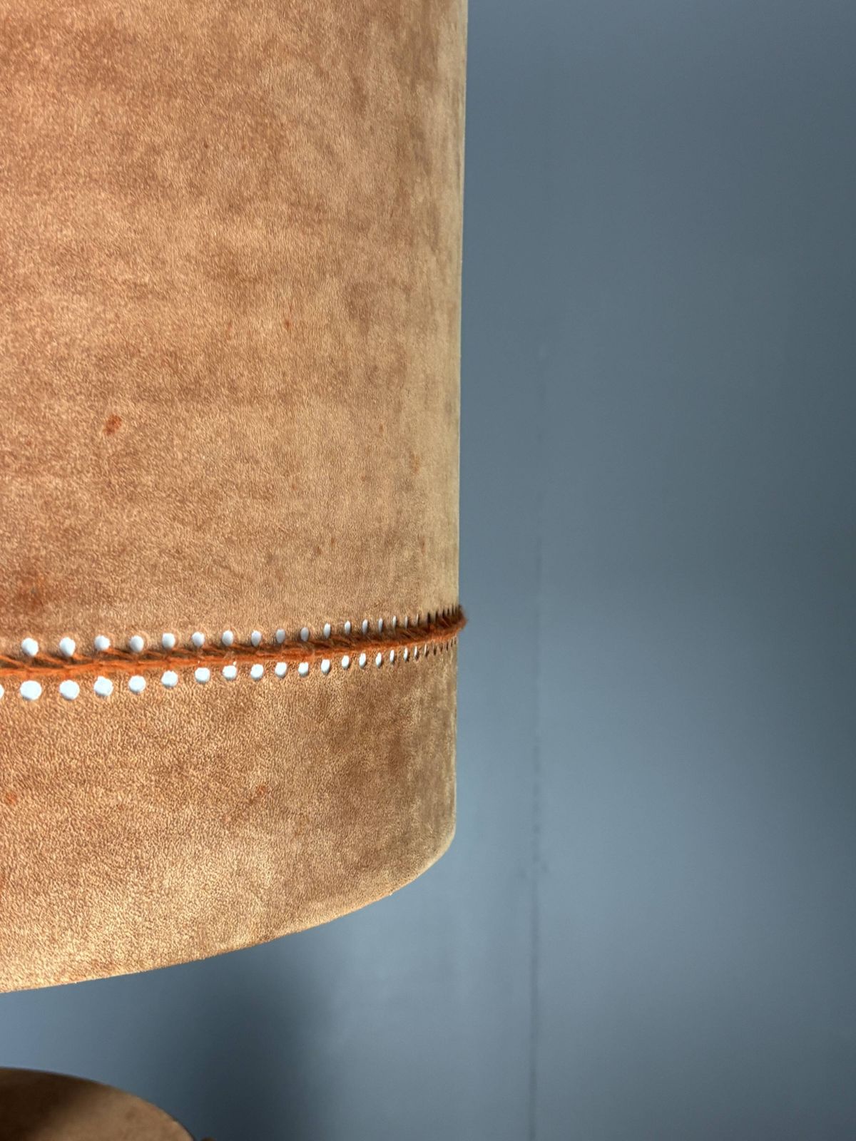 Midcentury Xl ( 82 Cm ) Imposing Terracotta Suede Table Lamp. 1970s photo 1174.0