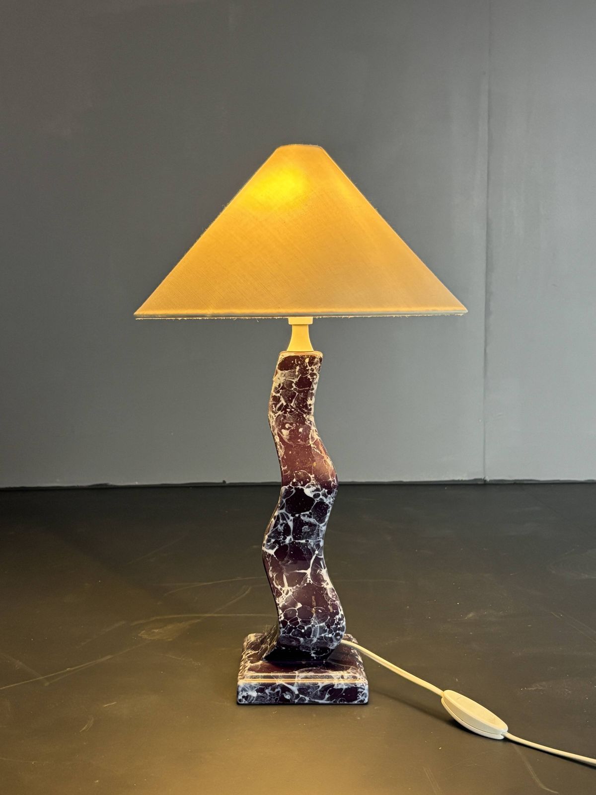 Post Modern Curvy Wavy Faux Marble Zig Zag Lamp, 1980s photo furniture