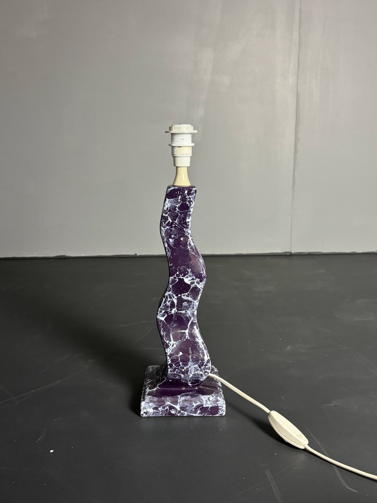 Post Modern Curvy Wavy Faux Marble Zig Zag Lamp, 1980s photo for sale