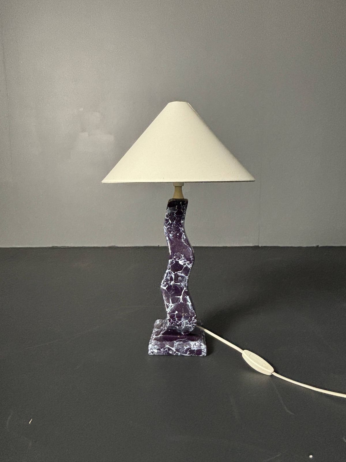 Post Modern Curvy Wavy Faux Marble Zig Zag Lamp, 1980s photo vintage