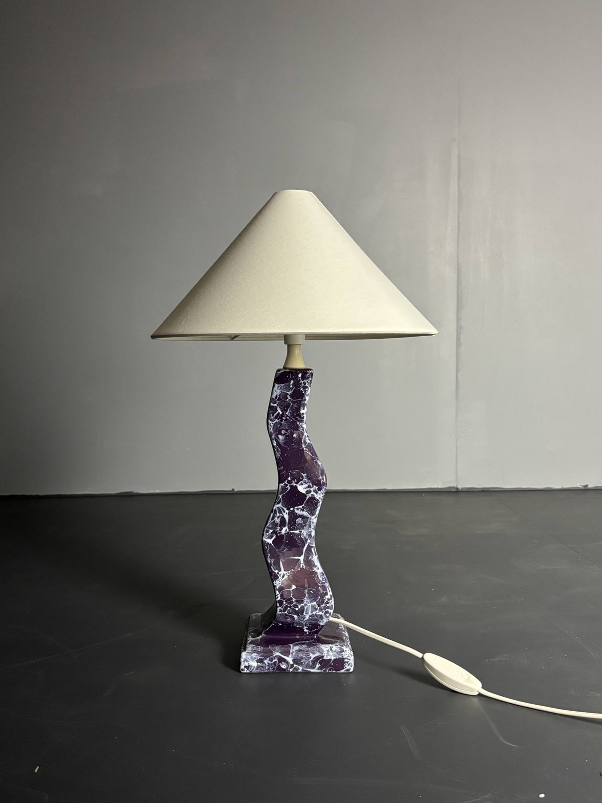 photo furniture Post Modern Curvy Wavy Faux Marble Zig Zag Lamp, 1980s