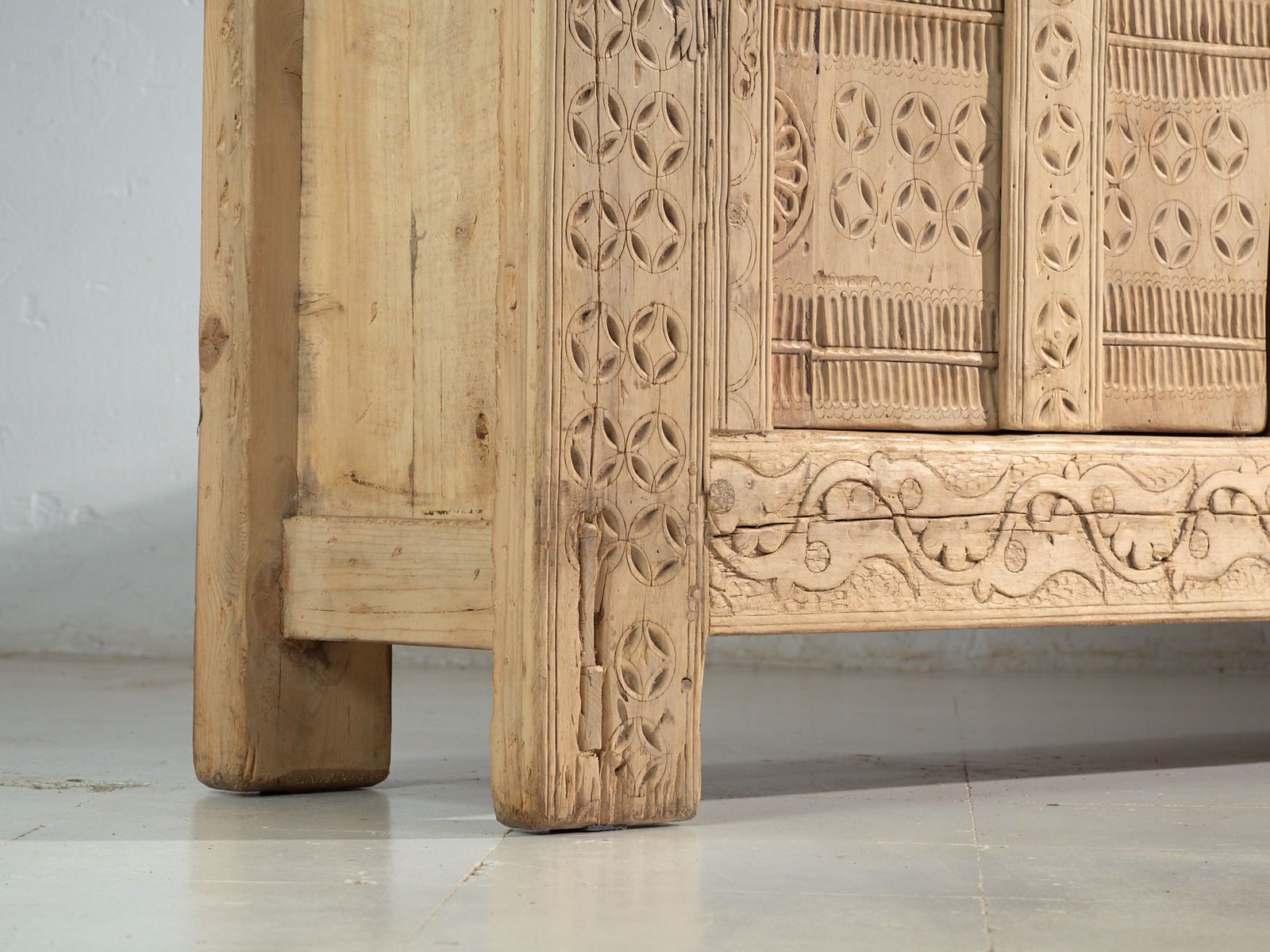 Antique Carved Low Sideboard In Fir Wood – China, Circa 1930 photo for sale