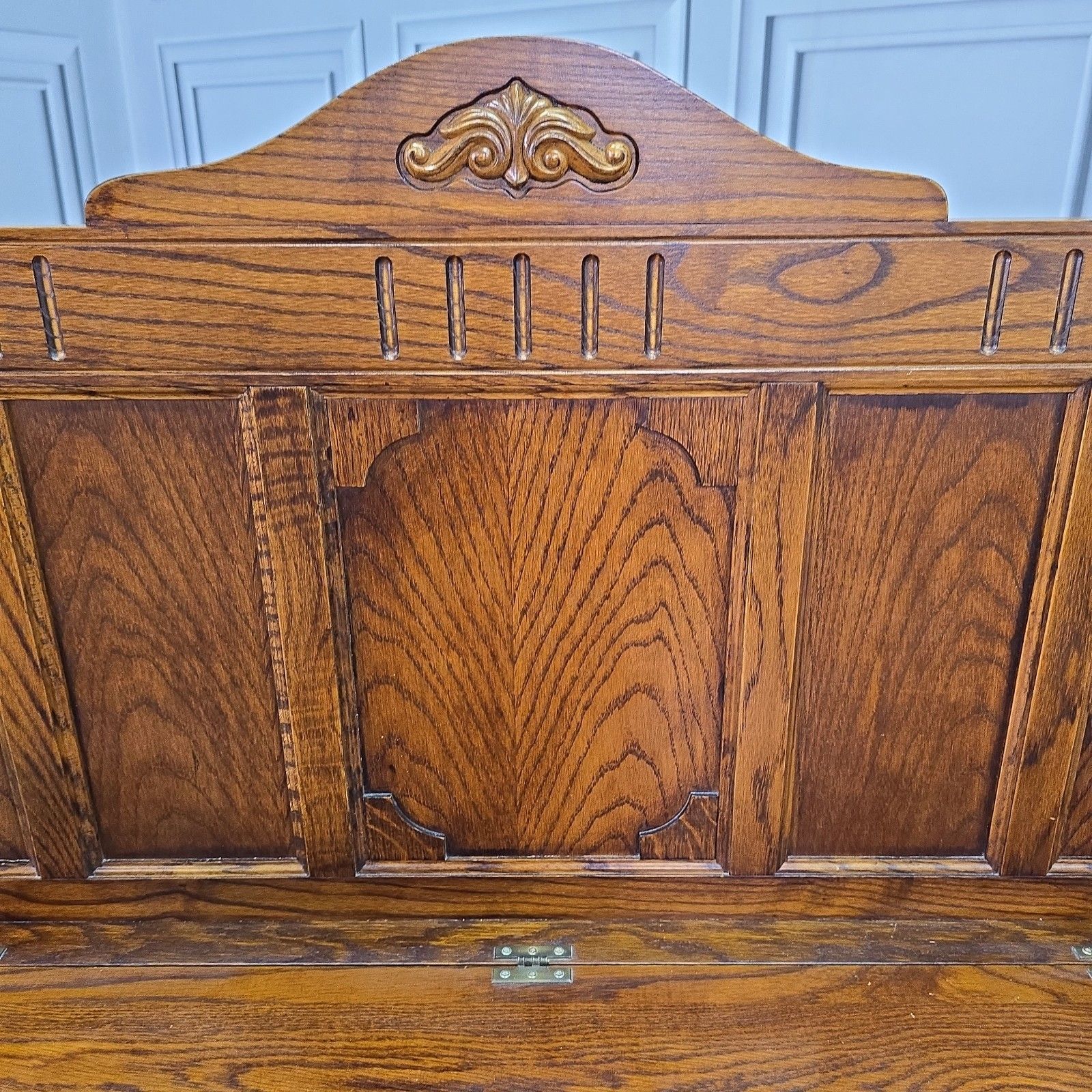 Antique Oak Settle Pew Monks Bench Storage Trunk Box Hall Seat Jacobean Revival photo buy