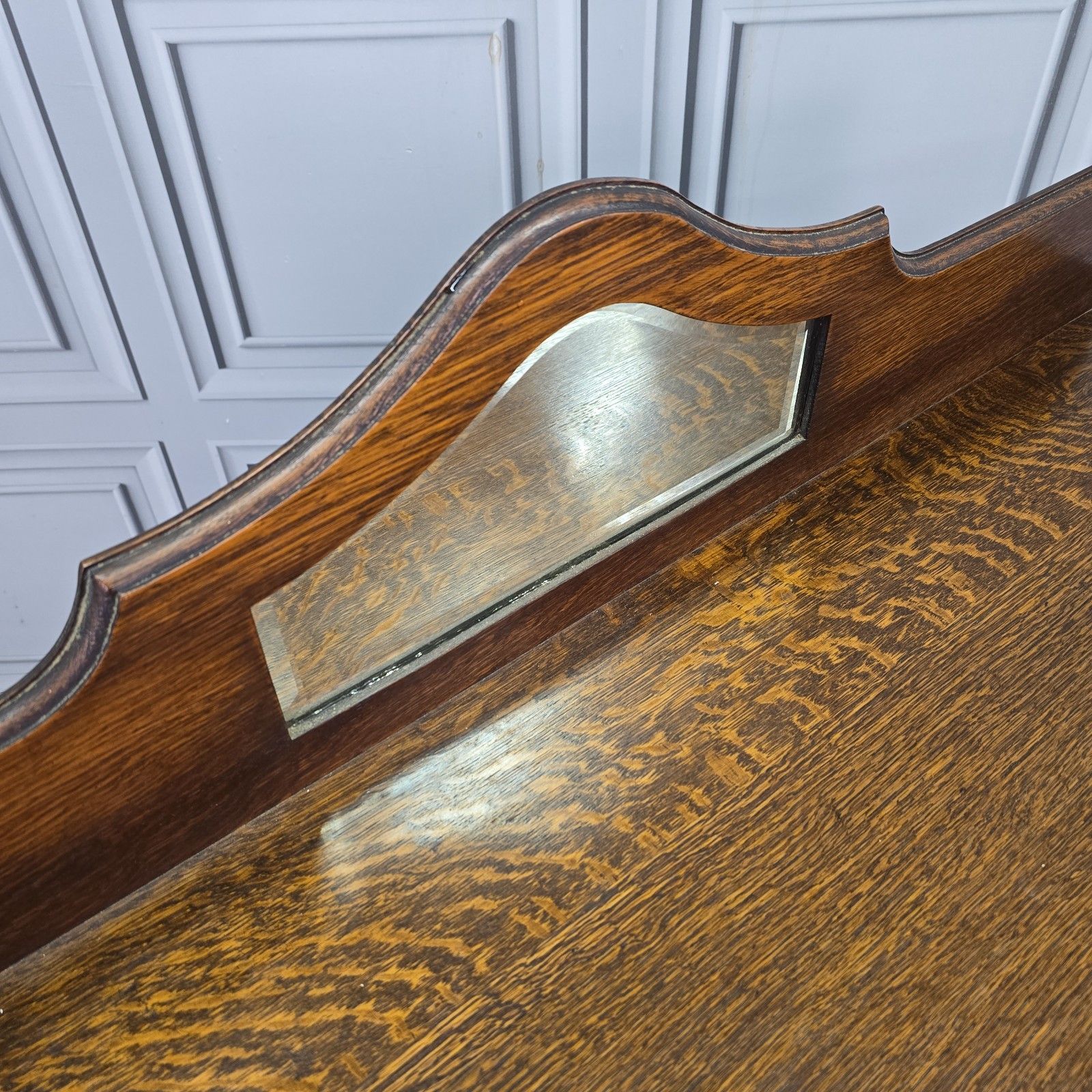Antique Oak Sideboard Mirror Back Jacobean Revival Buffet Cabinet  Wood Cupboard photo vintage