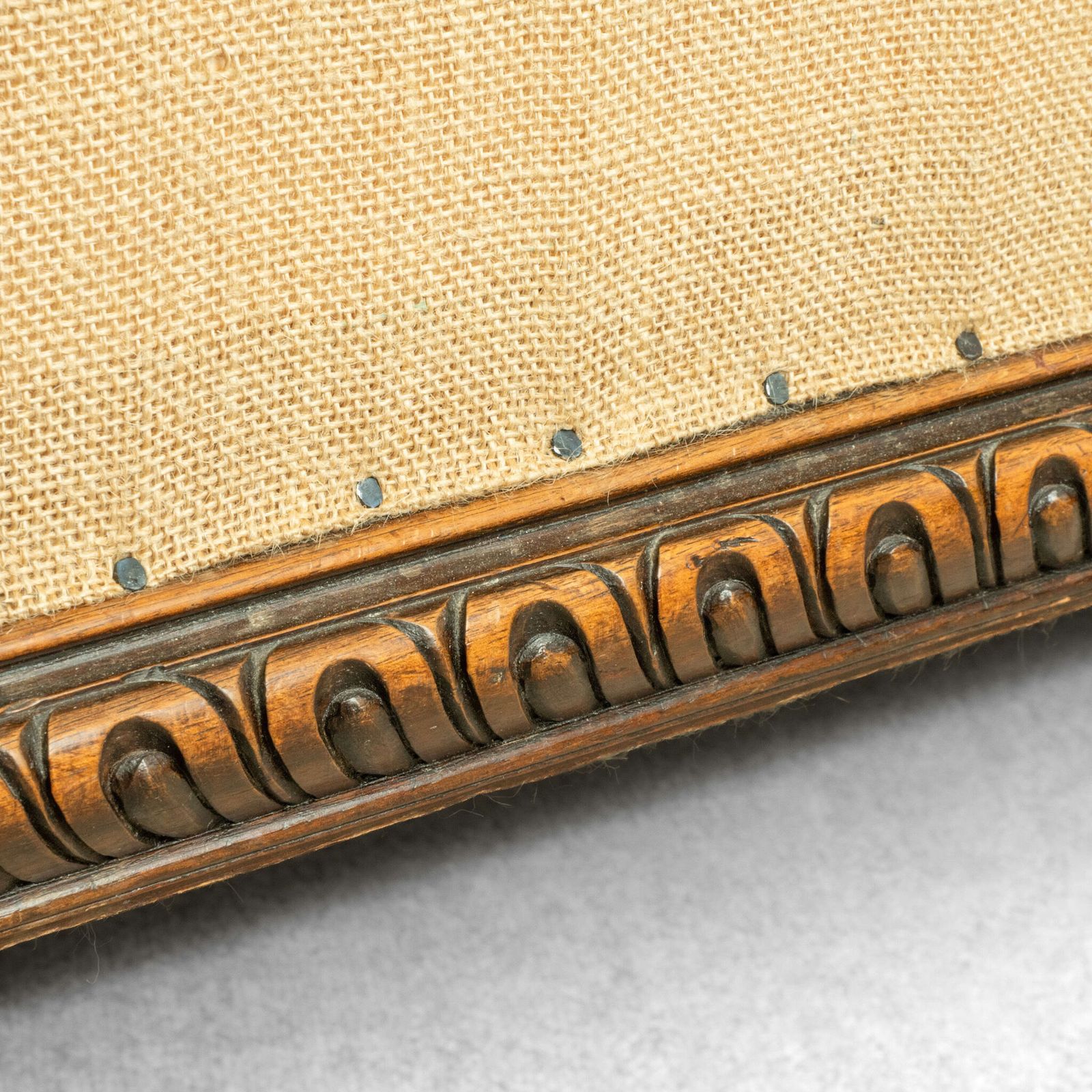 19th Century Large Italian Walnut Upholstered Footstool photo for sale