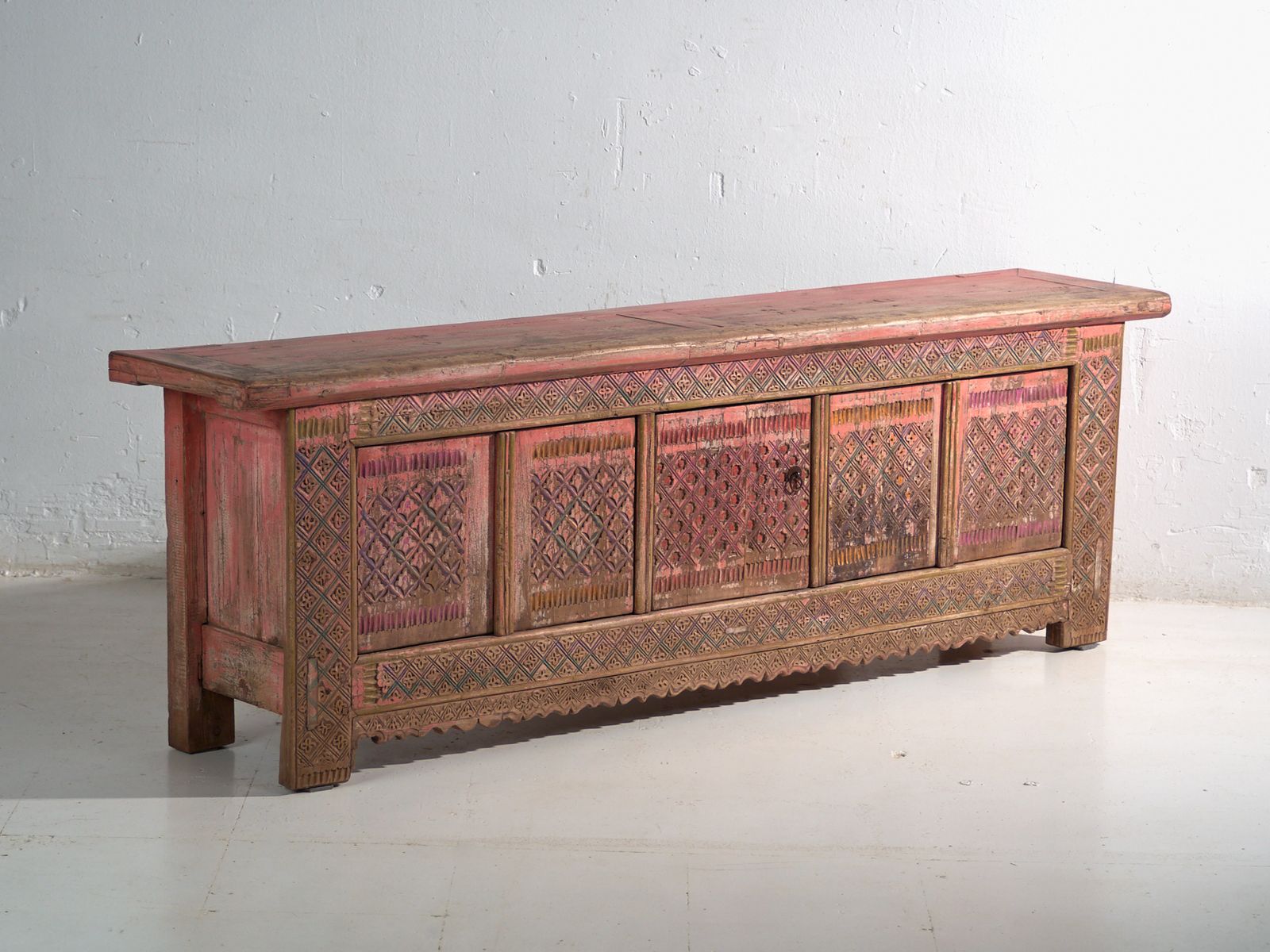 Antique Low Carved Sideboard In Fir Wood – China, Circa 1930