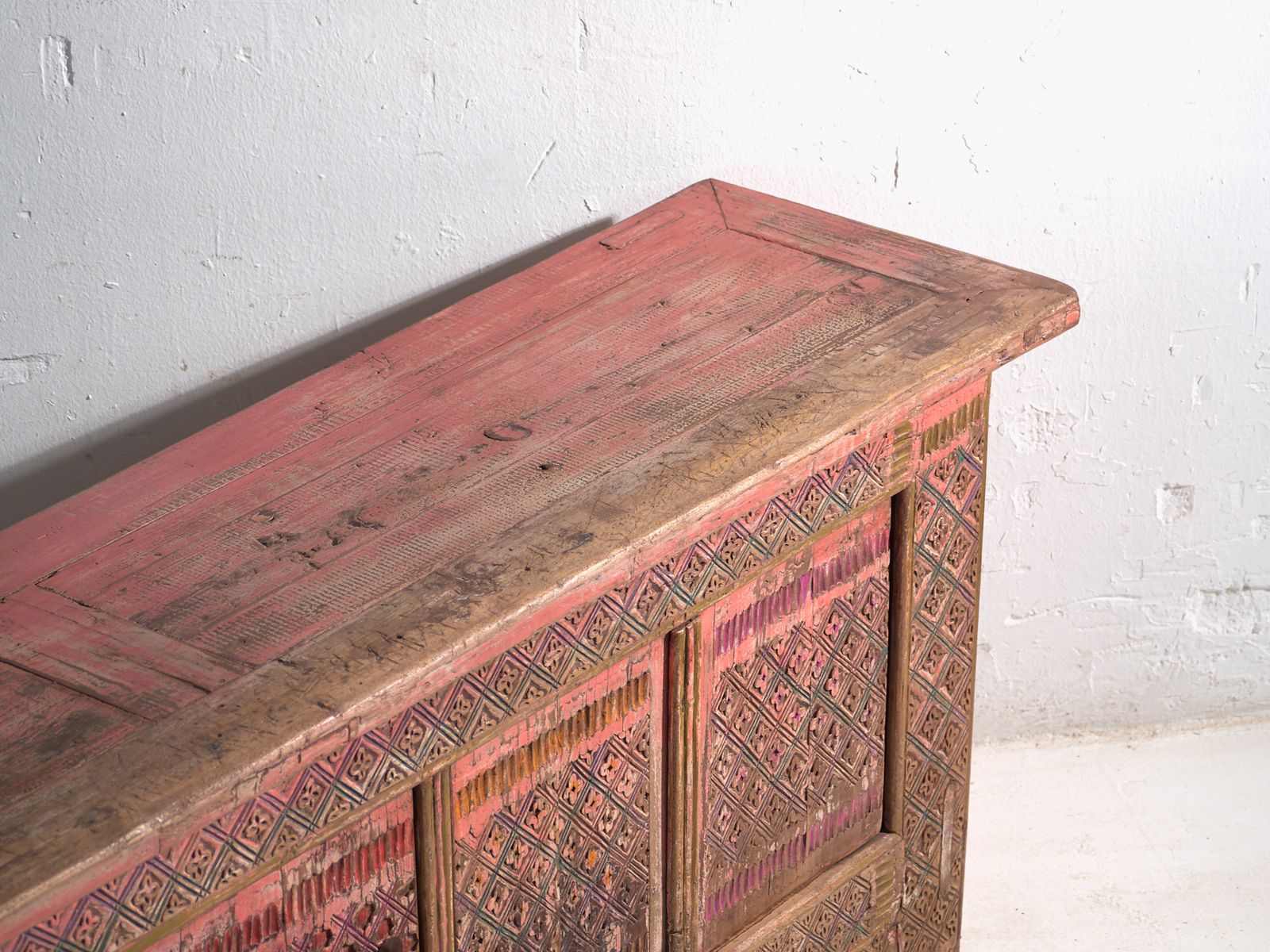 Antique Low Carved Sideboard In Fir Wood – China, Circa 1930 photo for sale