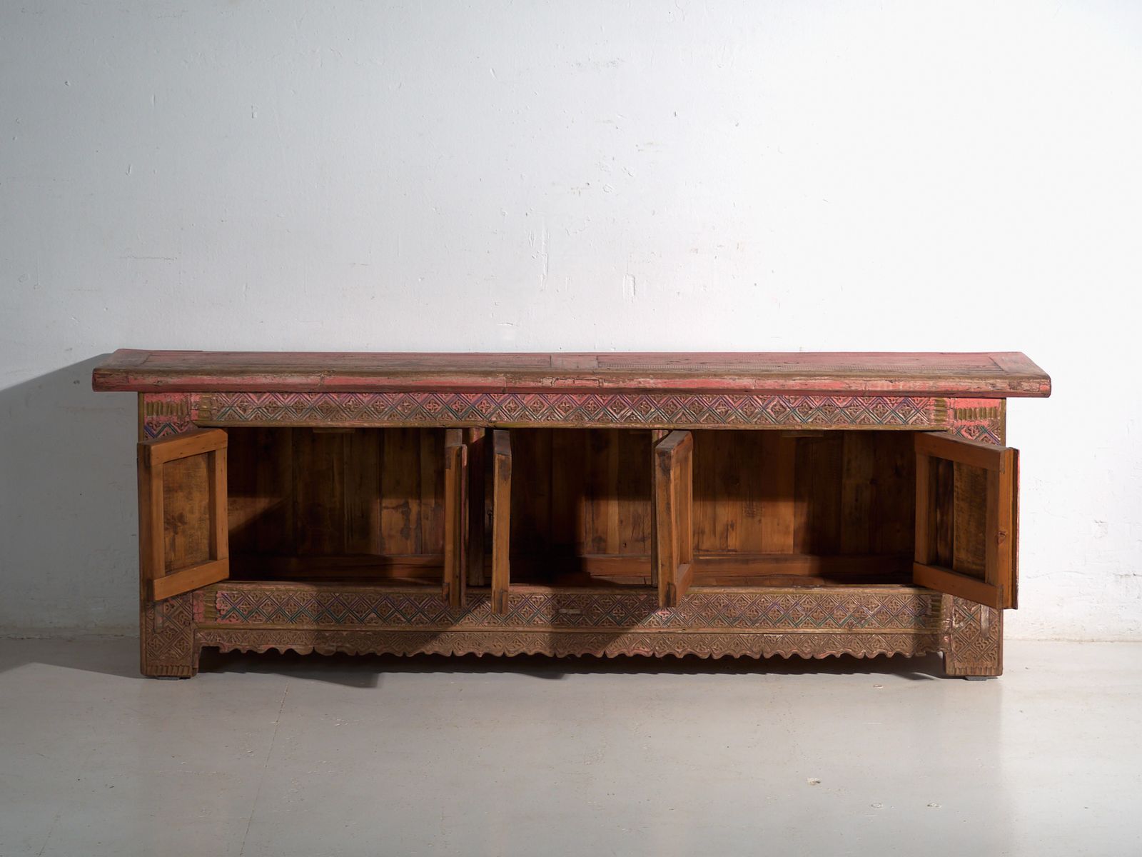 Antique Low Carved Sideboard In Fir Wood – China, Circa 1930 photo buy