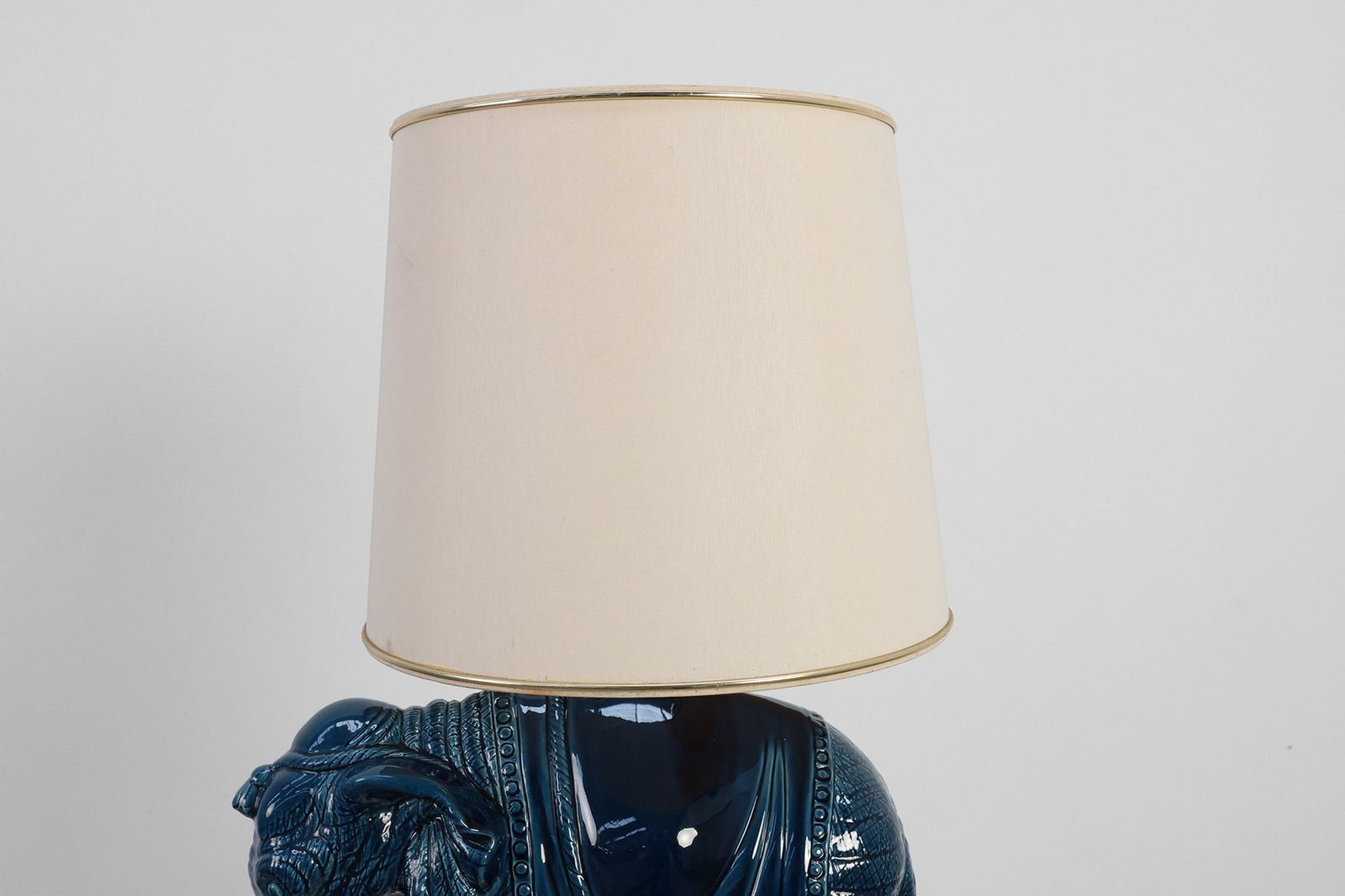 Hollywood Regency Blue Elephant Ceramic Table Lamp, Belgium, 1970s photo buy