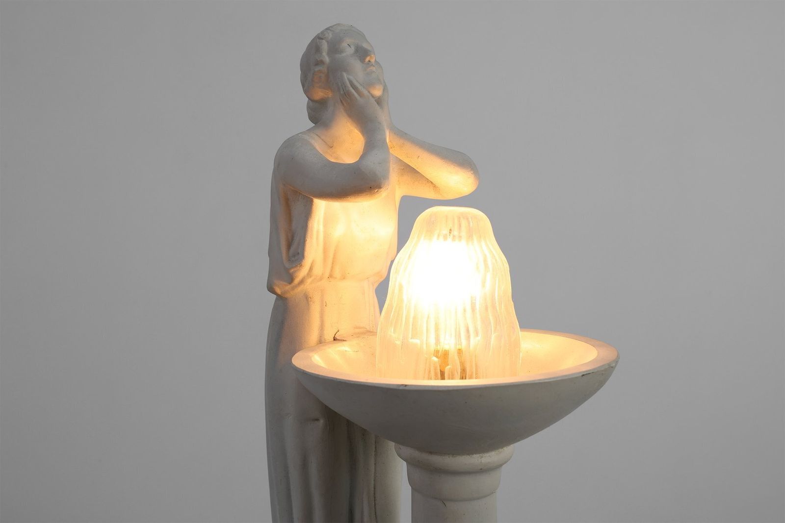 Art Deco Vichy Advertising Lamp In Plaster, Belgium, 1930s photo for sale