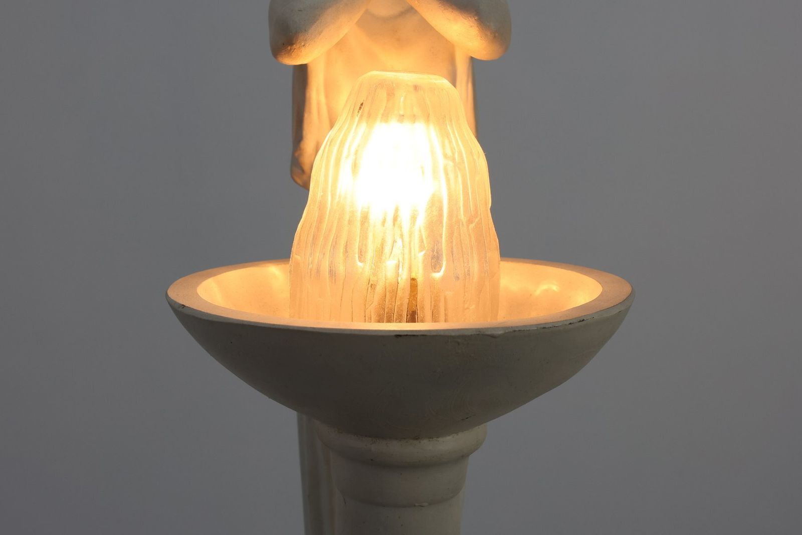 Art Deco Vichy Advertising Lamp In Plaster, Belgium, 1930s photo Lighting