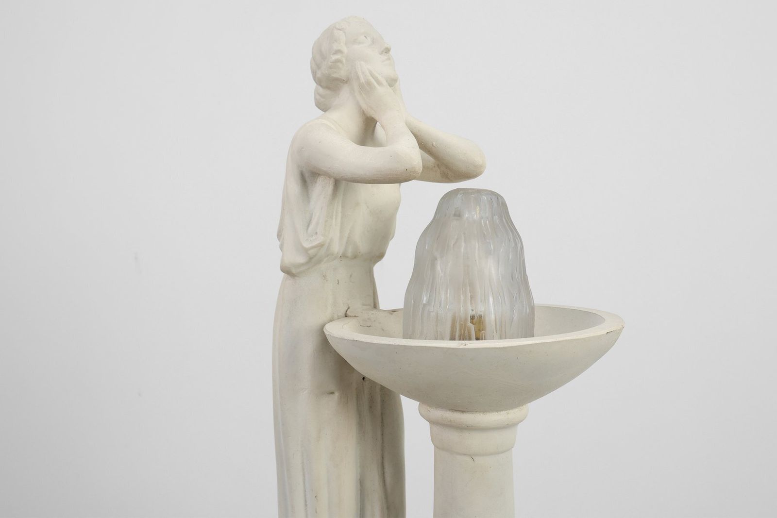 Art Deco Vichy Advertising Lamp In Plaster, Belgium, 1930s photo vintage
