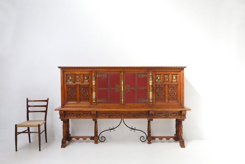 20th Century Baroque Carved Sideboard, Spain, 1950 photo furniture