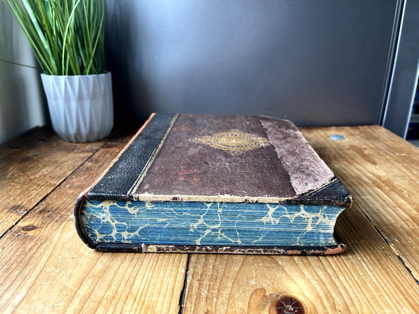Antique Victorian Decorative Book 1881 Gilt Leather Globe Encyclopaedia Vol VI 6 photo 50.0