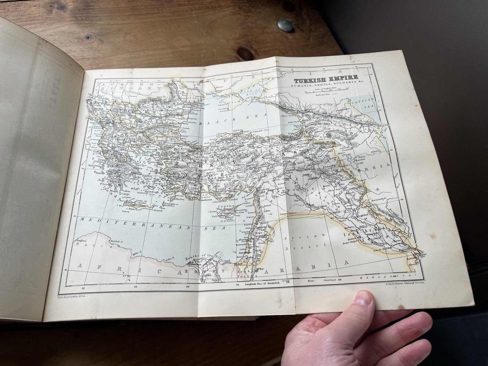 50.0 Antique Victorian Decorative Book 1881 Gilt Leather Globe Encyclopaedia Vol VI 6 photo
