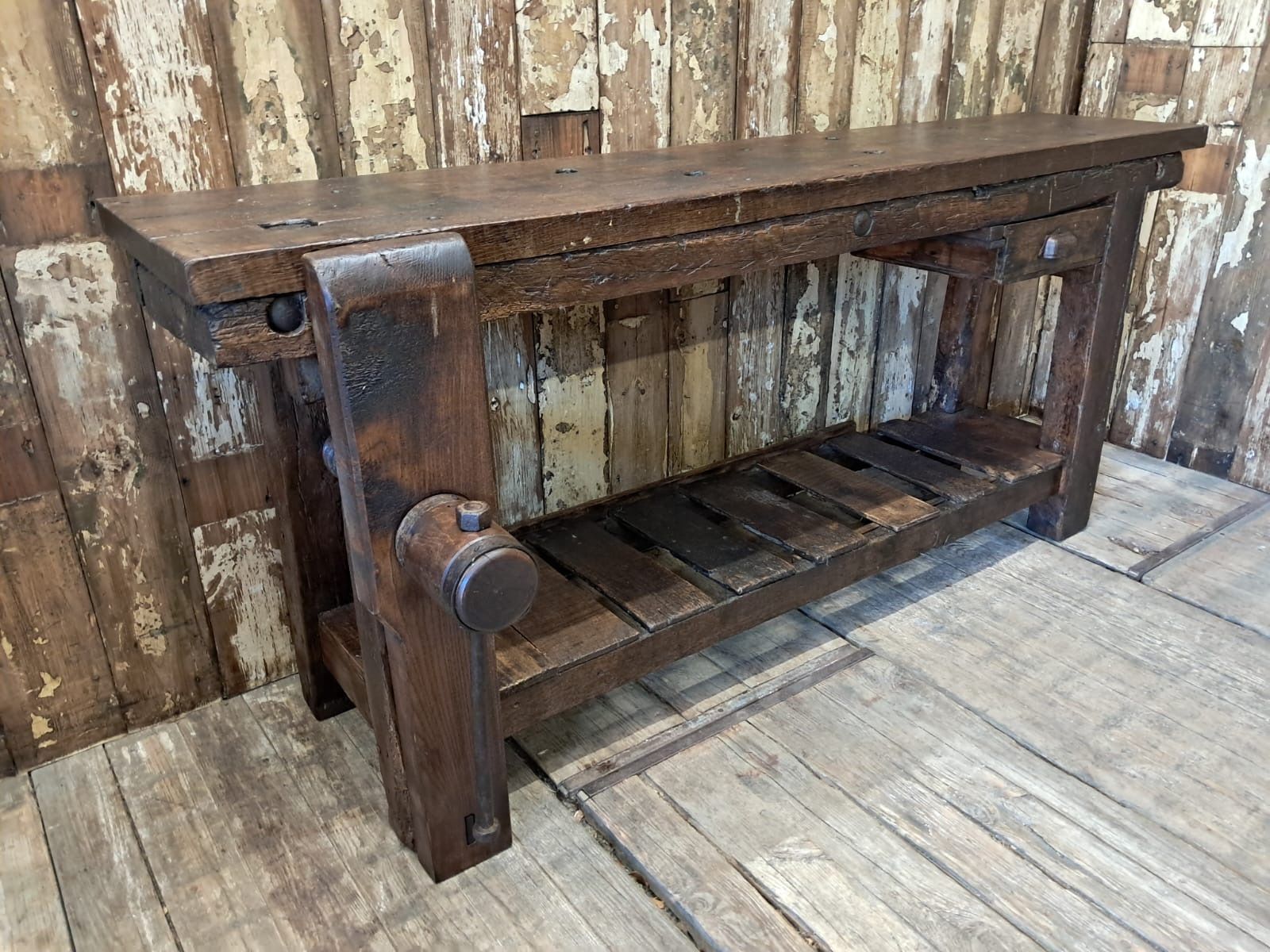 photo vintage French Carpenters Workbench