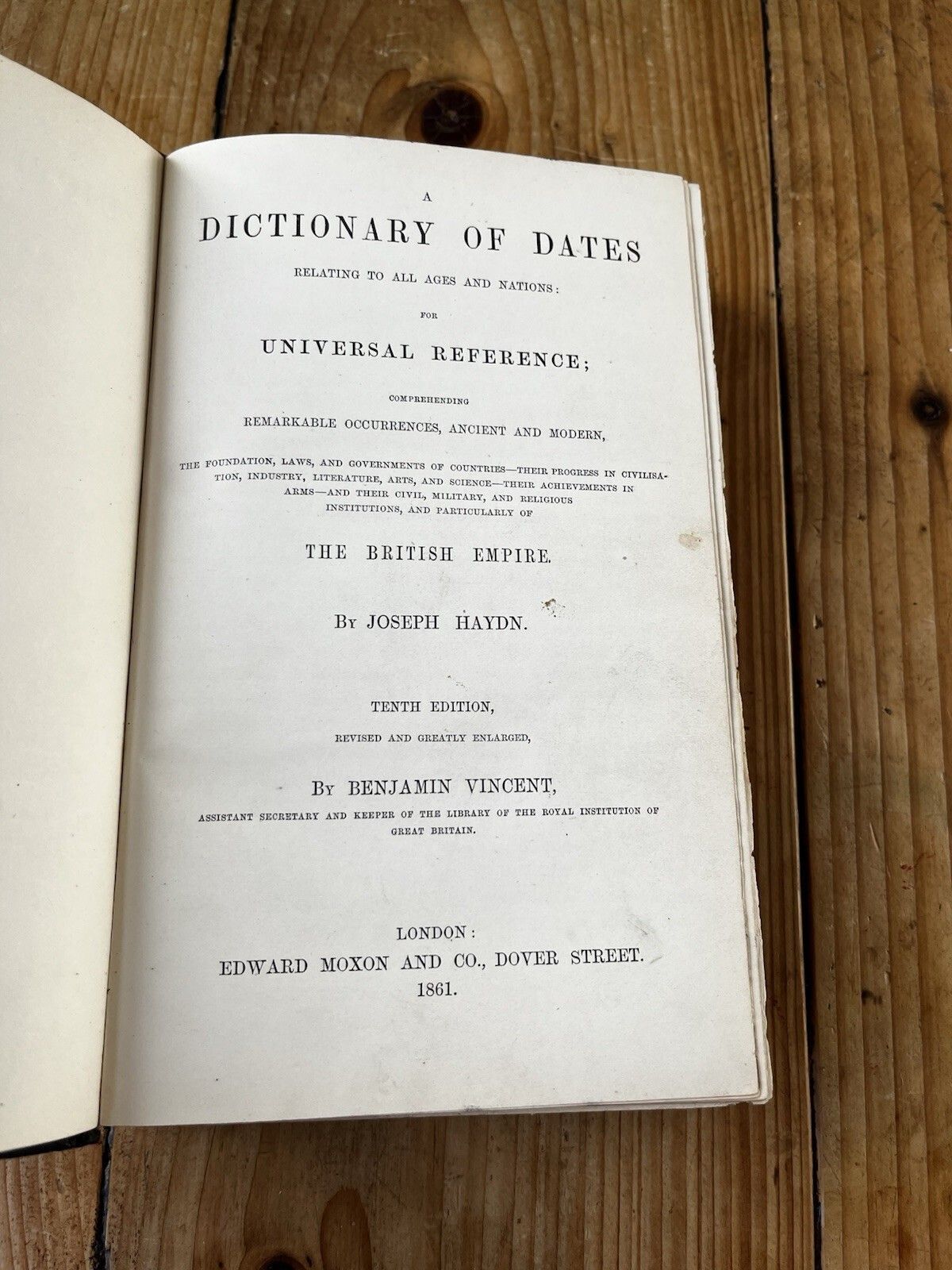 Home Decor Antique Victorian Decorative Book 1861 Leather Joseph Haydns Dictionary Of Dates photo