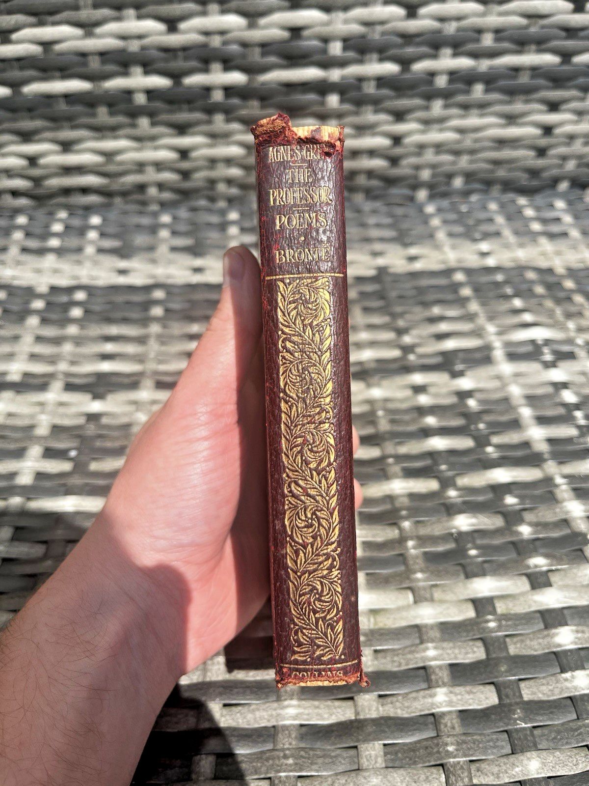 Antique Decorative Gilt Edge Leather Book Charlotte, Emily & Anne Bronte Sisters photo Home Decor