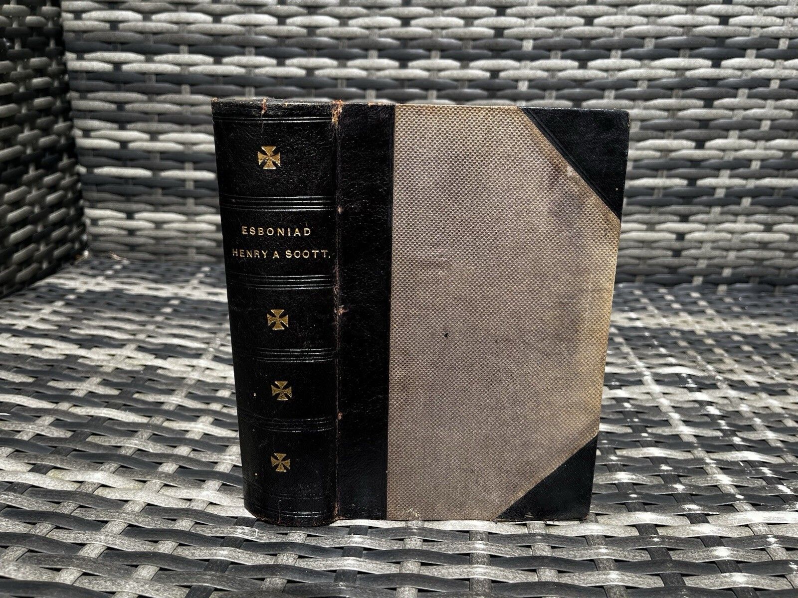 photo for sale Antique C1860 90 Decorative Welsh Chapel Religious Book Esboniad Leather & Cloth