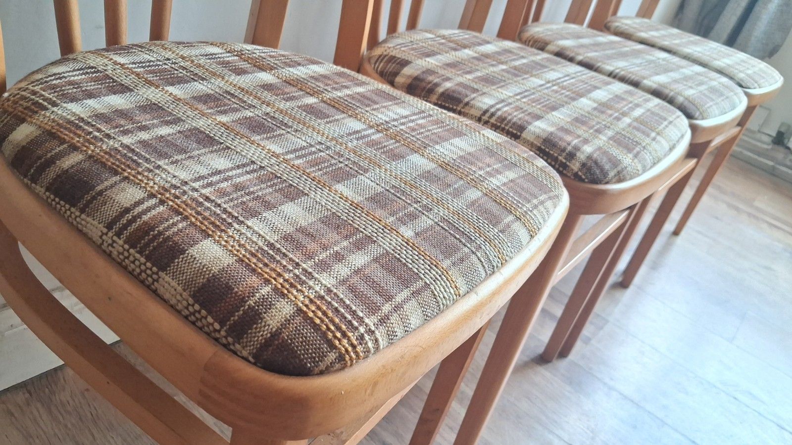 Iconic English Made Mid Century Teak Upholstered Kitchen /Dining Chairs photo vinterior