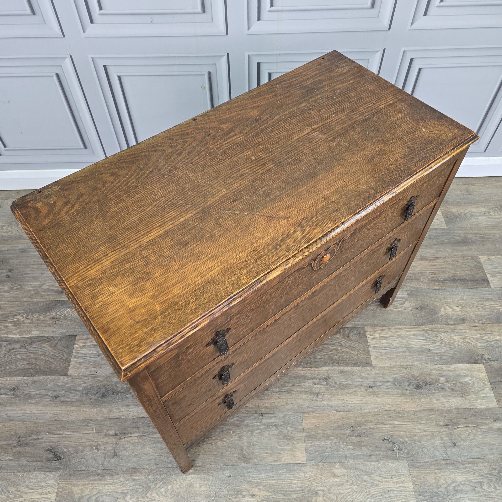 Antique Chest Of Drawers Arts & Crafts Oak Bedroom Storage Commode Wood Vintage photo Furniture