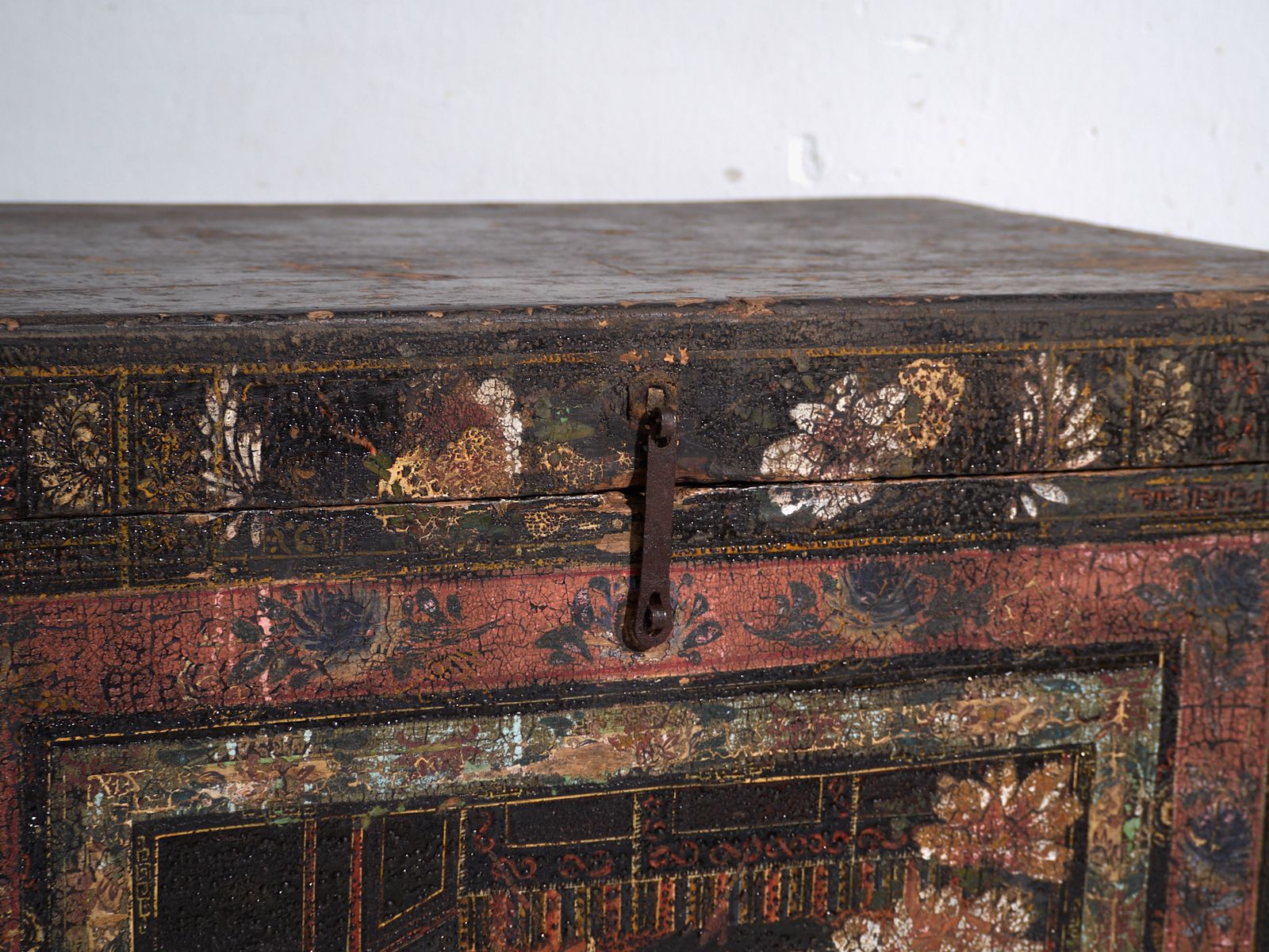 Antique Painted Trunk In Pine Wood – China, Circa 1900 photo for sale