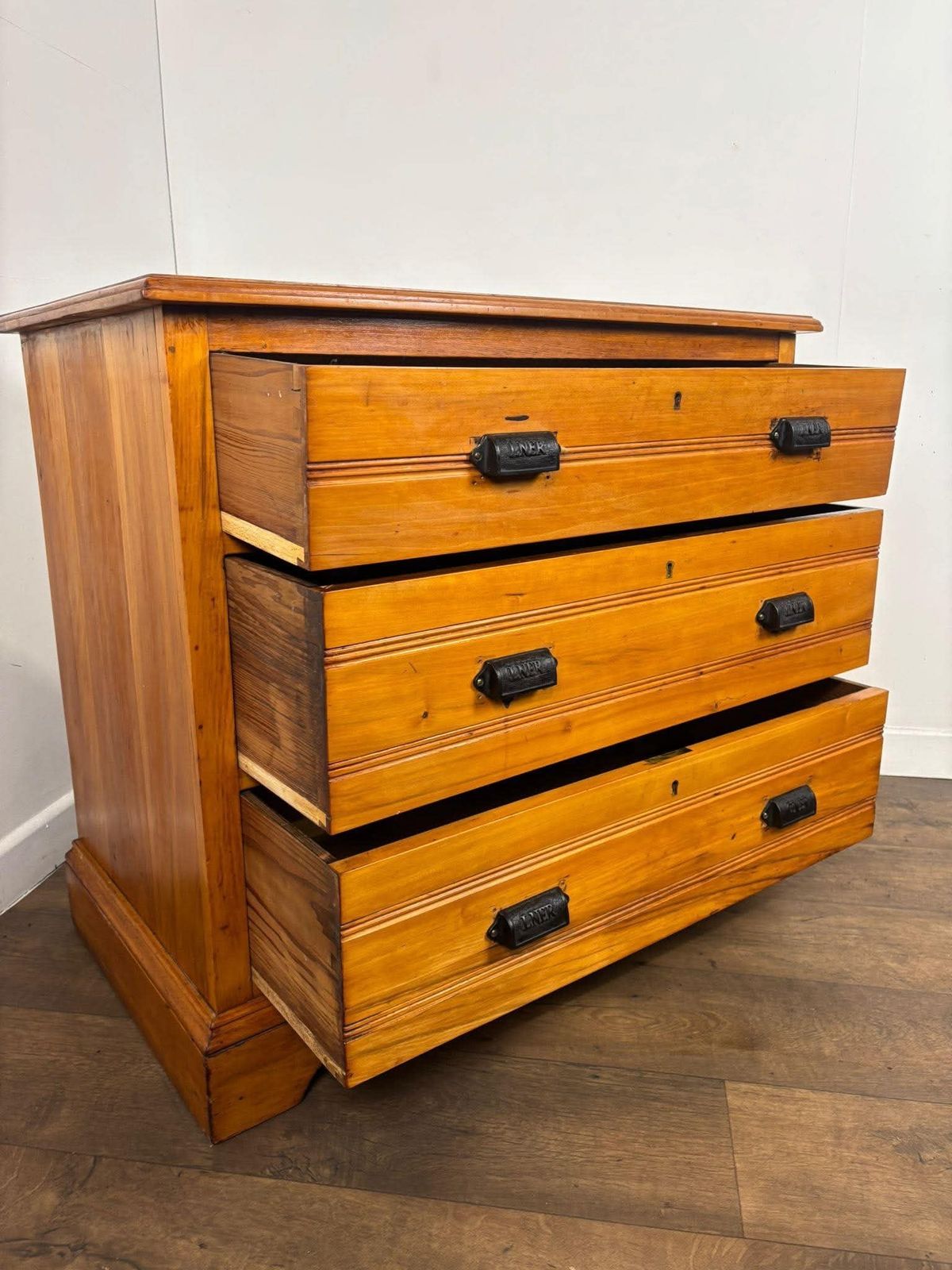 Edwardian Satin Walnut Three Drawer Bedroom Chest photo vinterior