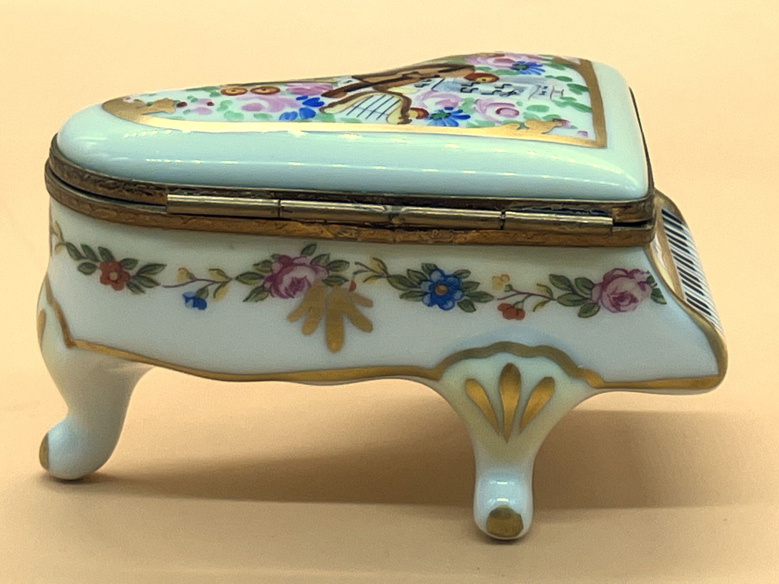 Home Decor Jacques Limoges Porcelain France Limited Edition 55/250 Hinged Piano Hand Painted Trinket / Jewelry Box. photo