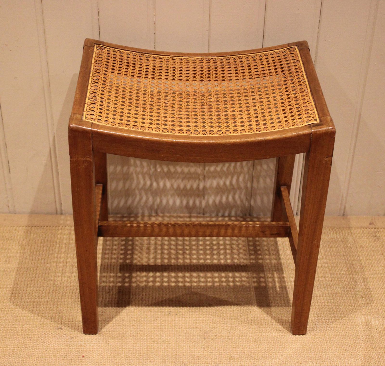 Beech Wood Cane Seated Stool photo vintage