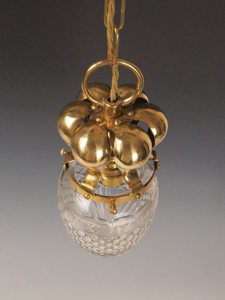Antique Pendant Light With Cut Glass Shade And Plume Gallery photo 400.0