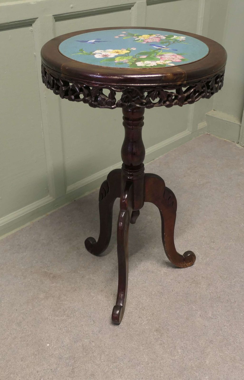 Ornate Chinoiserie Cloisonné Wine Table, Birds And Flowers photo 1020.0