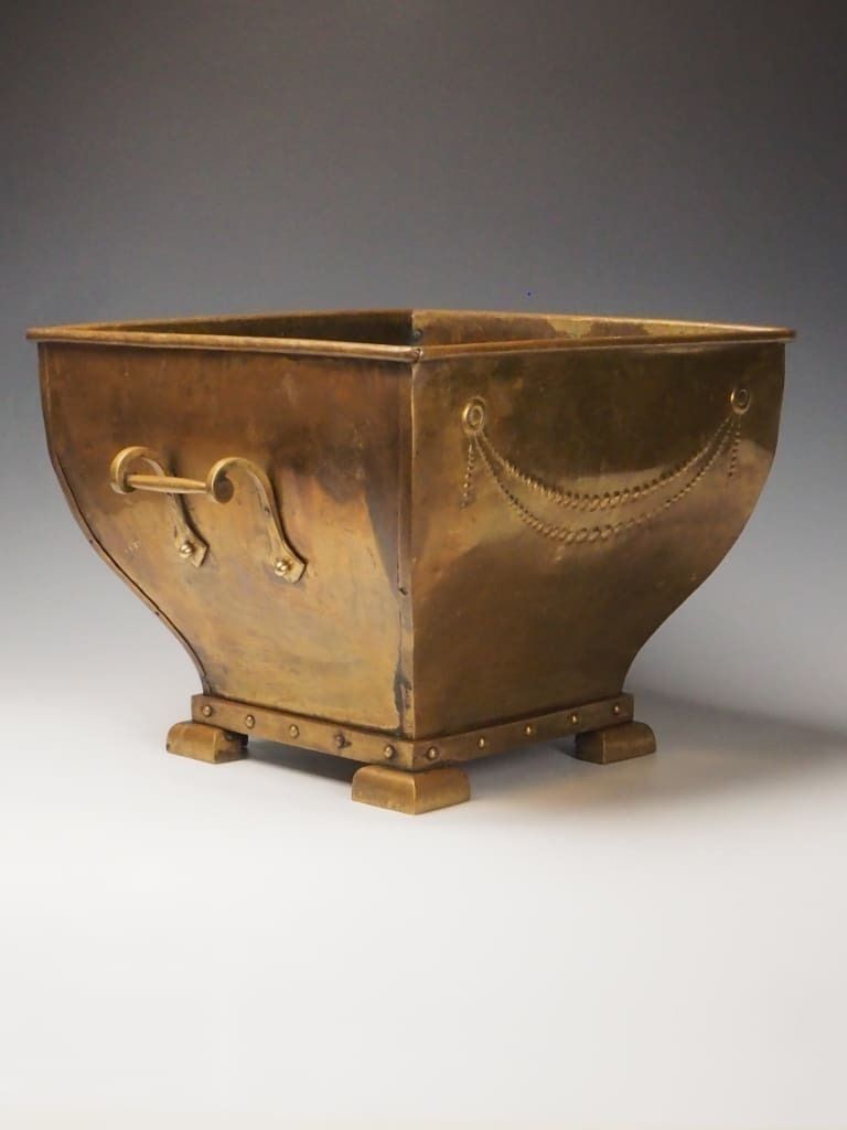 Antique Brass Planter – Edwardian Jardinière Or Fireside Bucket photo furniture