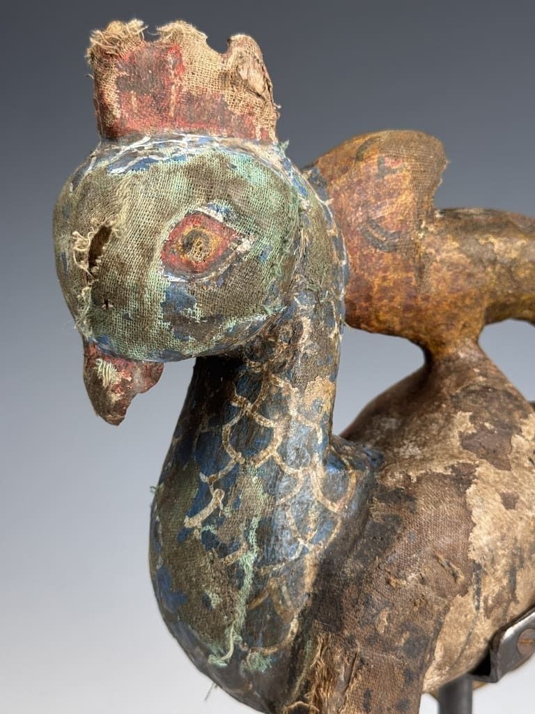 19th Century Chinese Mythical Animal Carving – Rooster Horse With Dragon Tail photo furniture