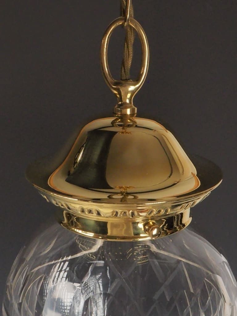 Lighting Magnificent Antique Pendant Light With Large Cut Glass Shade photo
