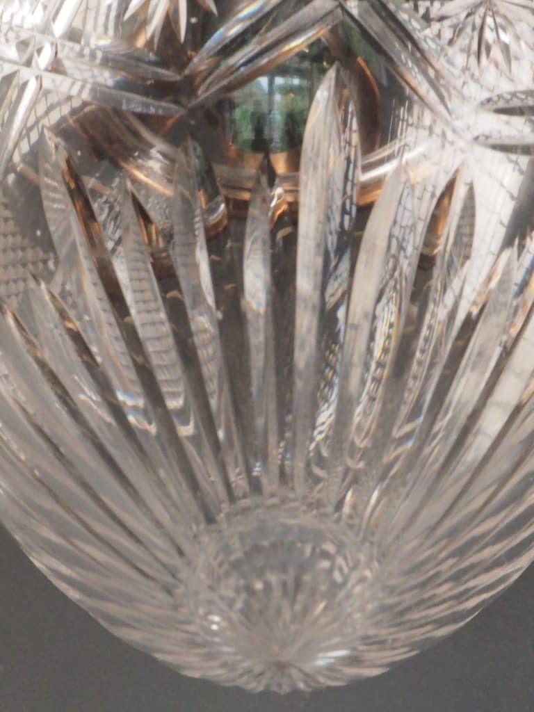 photo furniture Antique Pendant Light With Cut Glass Crystal Globe & Copper Leaf Gallery