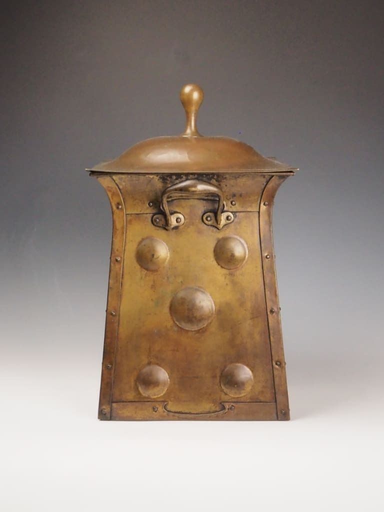 Art Nouveau Brass Fireside Coal Scuttle, Late 19th Century photo buy