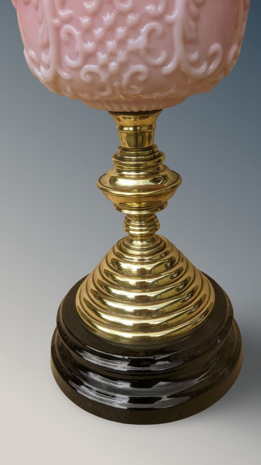 Victorian Pink Glass Oil Lamp, 1800s photo Lighting